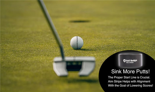 Ball Badge - Aim Stripe - 360 Degree Golf Ball Line Marker Kit with Golf Bag Attachment - Golf Ball Alignment Marker Tool - Full Metal Alignment Ball Marker - Putting Alignment Tool
