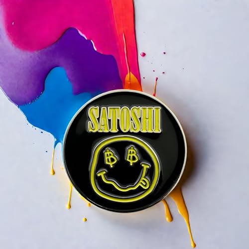 HODL 21 Satoshi Nakamoto Golf Ball Markers - Value Pack of 2 Black and Yellow - Works with Most Hat Magnetic Clips and Divot Repair Tools, Golf Gift Accessories - Satoshi Black and Yellow - 2 Pack