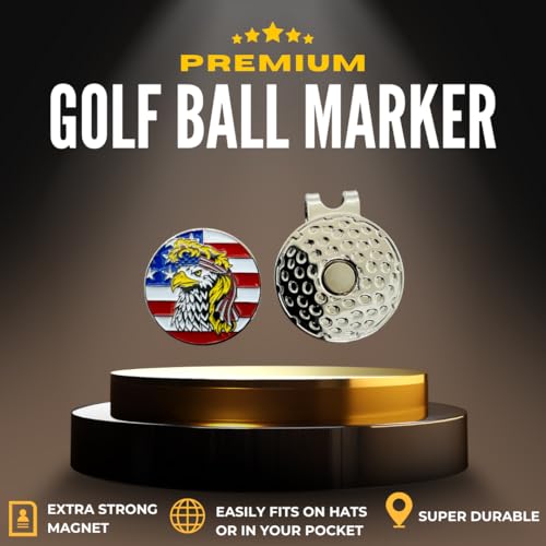Bald Eagle Bandana Golf Ball Marker and Hat Clip - American Flag Bald Eagle Golf Ball Markers and Hat Clip - Magnetic Novelty America Golf Ball Marker Hat Clip - USA Golf Ball Markers and Hat Clip