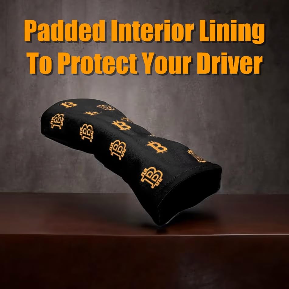 Bitcoin Golf Driver Headcover - Leather Golf Club Covers - HODL 21 Head Cover Golf Accessories