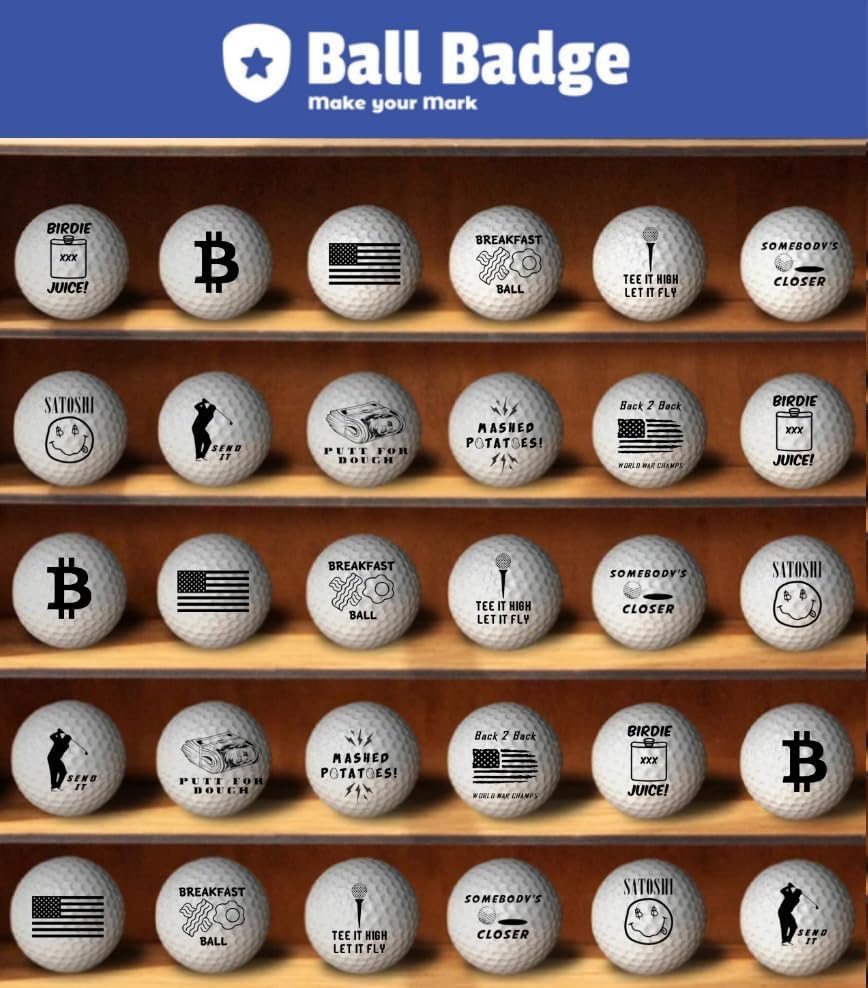 Ball Badge - Golf Ball Stamp, Self-Inking Golf Ball Stamper, Golf Ball Marker, Reusable Golf Ball Marking Tool to Identify Golf Balls, Reusable Ink Stamp for Golf Balls - America Series