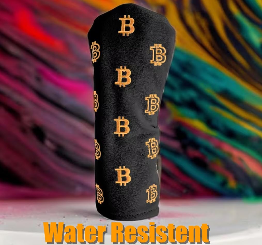 Bitcoin Golf Driver Headcover - Leather Golf Club Covers - HODL 21 Head Cover Golf Accessories