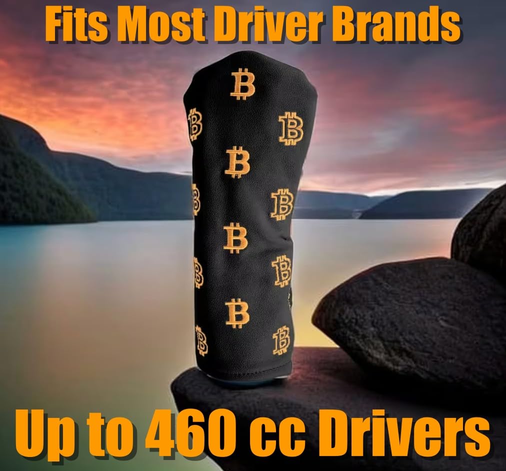 Bitcoin Golf Driver Headcover - Leather Golf Club Covers - HODL 21 Head Cover Golf Accessories