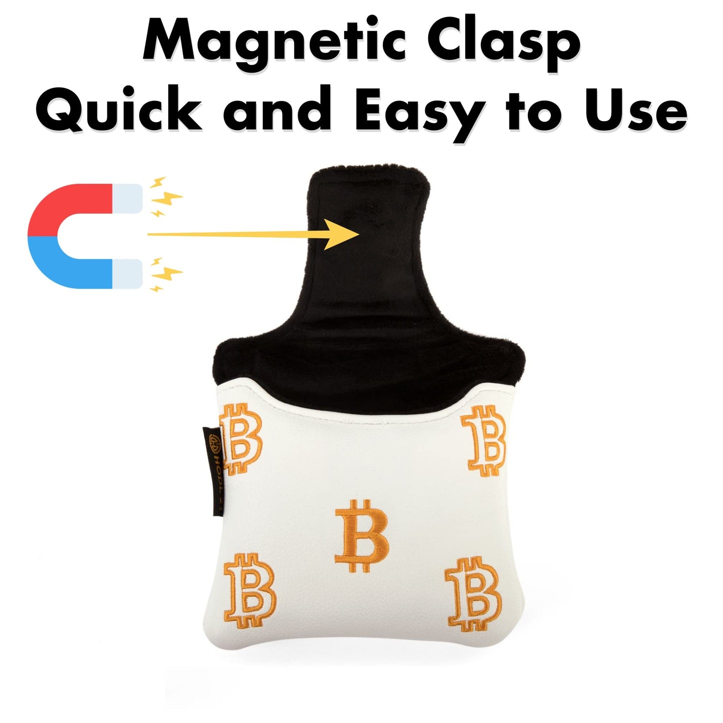 Bitcoin Golf Putter Cover for Blade Putters - Golf Headcovers for Club Protection - HODL 21 Golf Accessories (Black)