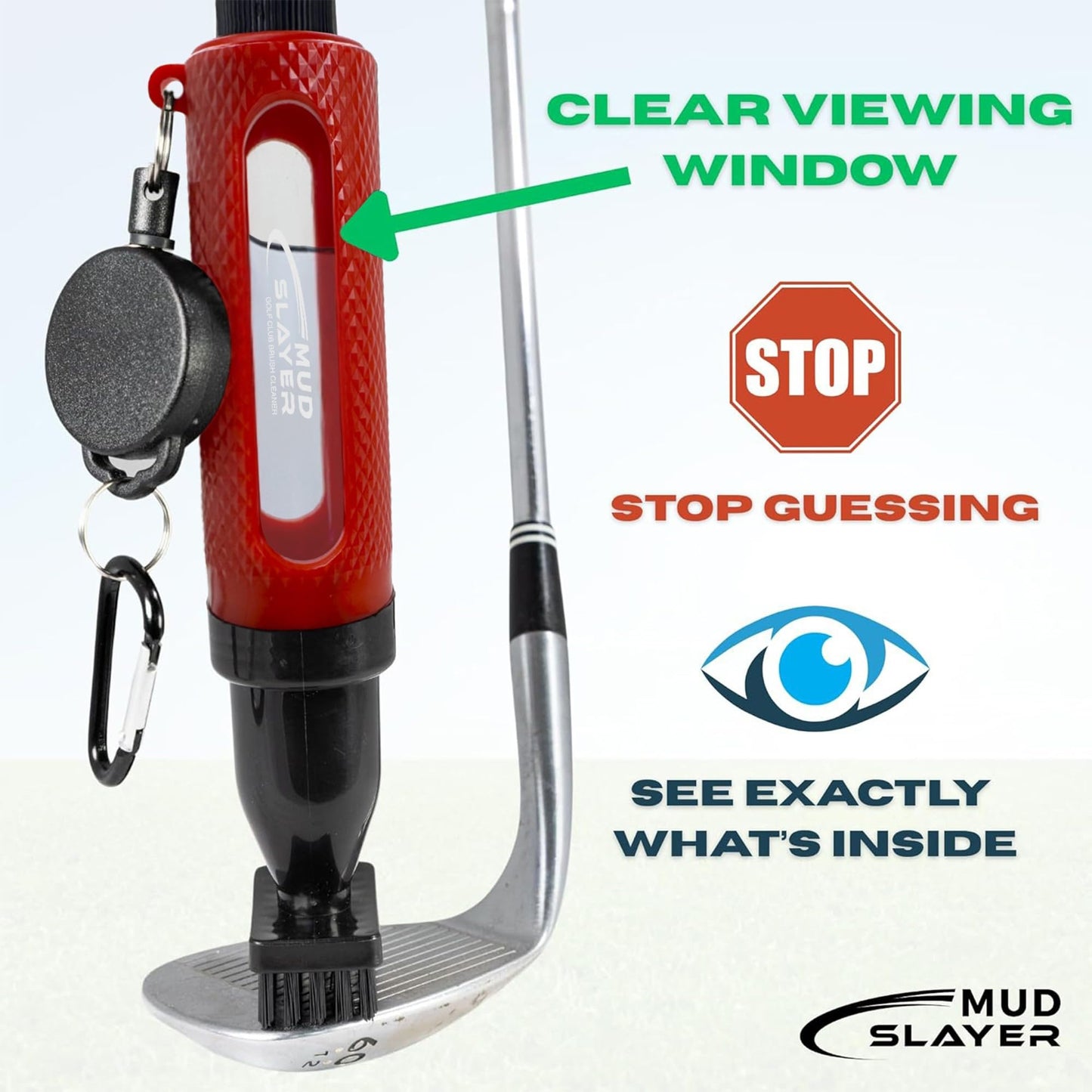 HODL 21 Mud Slayer Golf Club Cleaning Brush with Fine Mist Spray, Leak-Proof Viewing Window & Retractable Clip – Dual Bristle Head, Ergonomic Handle – Must-Have Golf Accessories for Men & Women