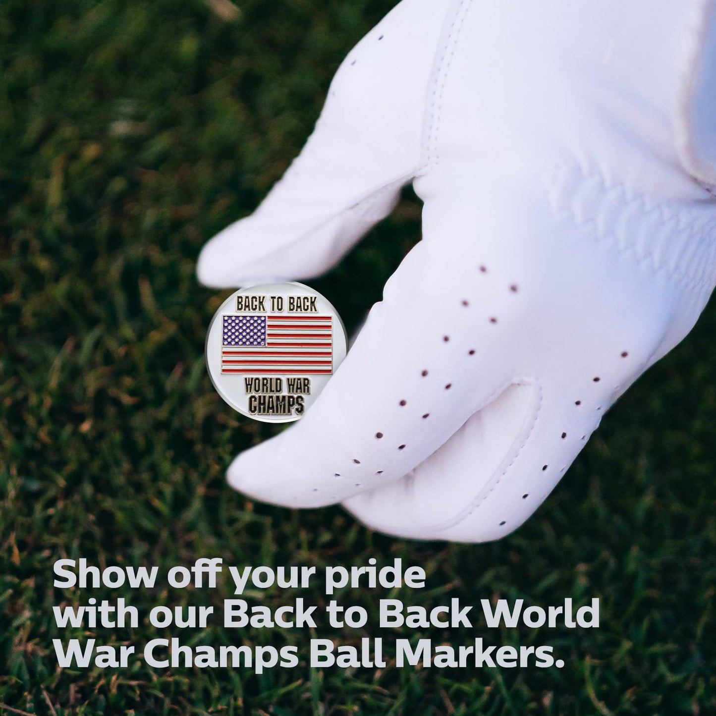 HODL 21 Back to Back World War Champs - Golf Ball Marker - Value Pack of 3 American Flag Golf Ball Markers - Magnetic Novelty America Golf Ball Markers - USA Golf Ball Markers - Lot of 3
