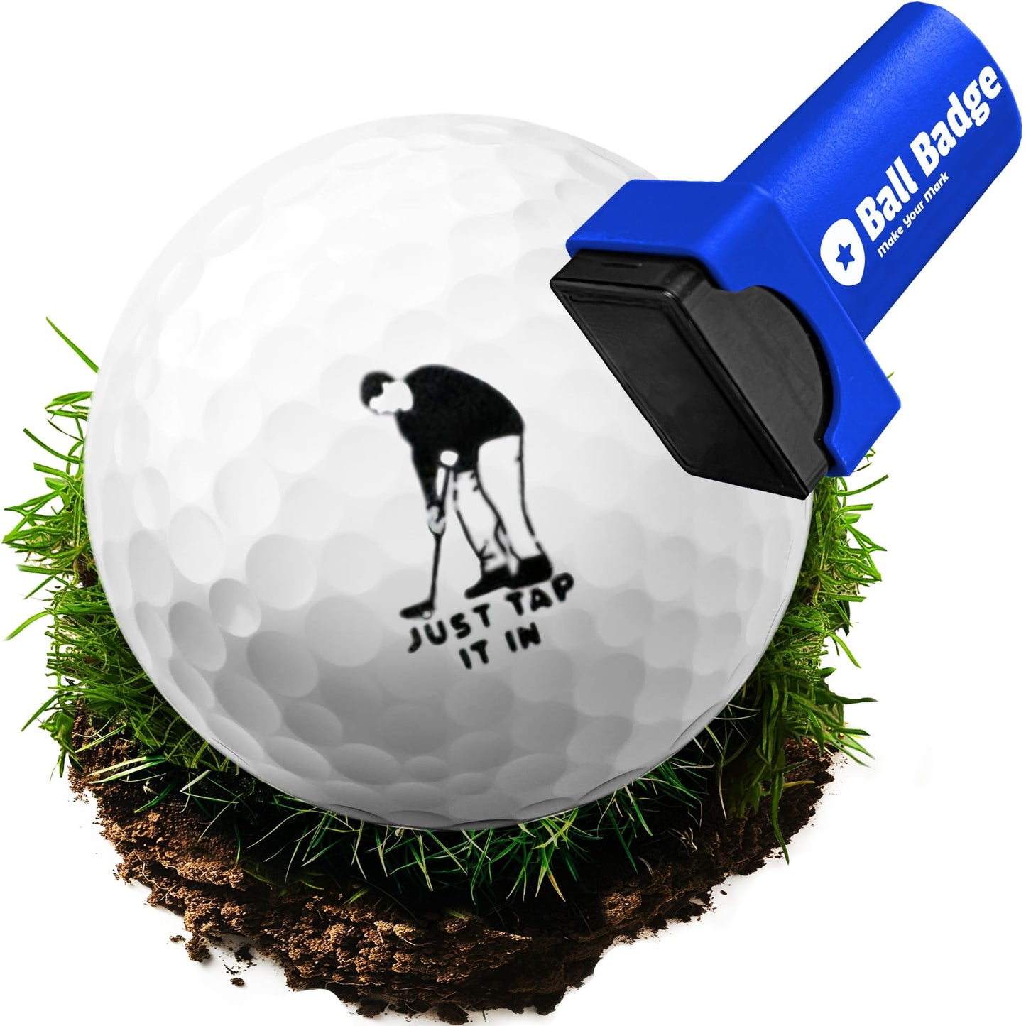 Ball Badge - Golf Ball Stamp, Self-Inking Golf Ball Stamper, Golf Ball Marker, Reusable Golf Ball Marking Tool to Identify Golf Balls, Reusable Ink Stamp for Golf Balls - Happy Series