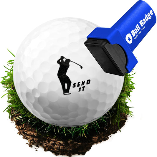 Ball Badge - Golf Ball Stamp, Self-Inking Golf Ball Stamper, Golf Ball Marker, Reusable Golf Ball Marking Tool to Identify Golf Balls - Reusable Ink Stamp for Golf Balls - Golf Series
