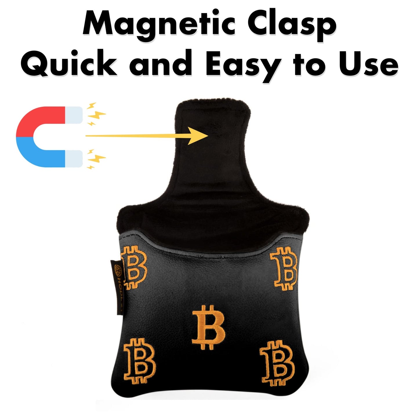 Bitcoin Golf Putter Cover for Blade Putters - Golf Headcovers for Club Protection - HODL 21 Golf Accessories (Black)