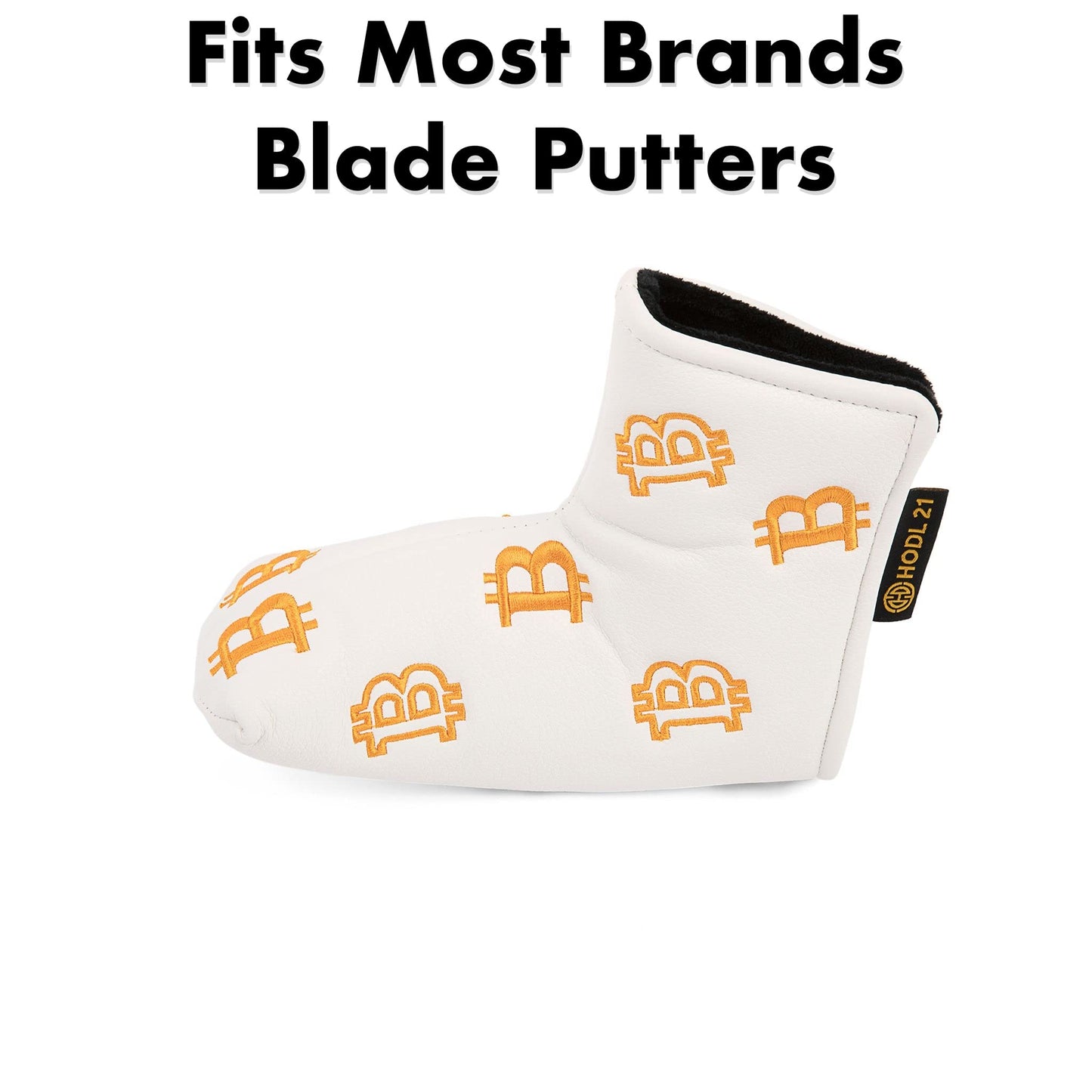 Bitcoin Golf Putter Cover for Blade Putters - Golf Headcovers for Club Protection - HODL 21 Golf Accessories (Black)