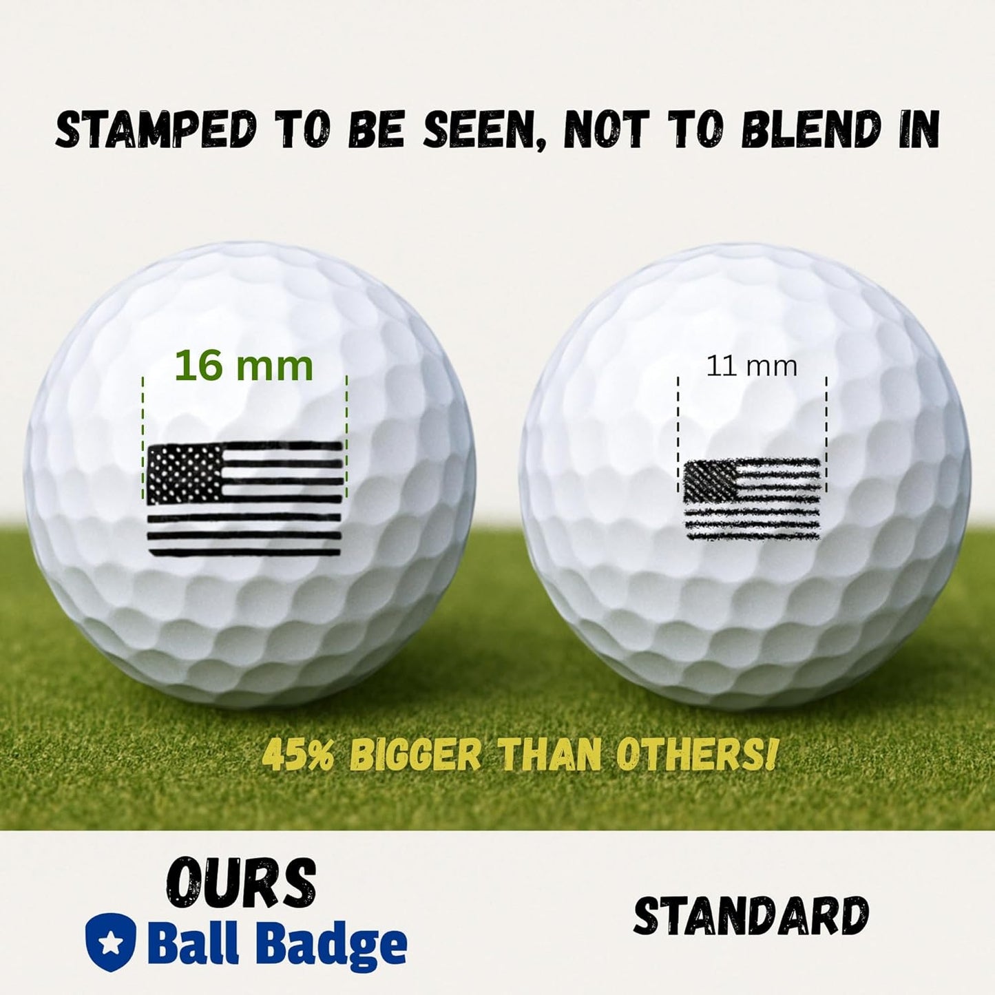 Ball Badge - Golf Ball Stamp, Self-Inking Golf Ball Stamper, Golf Ball Marker, Reusable Golf Ball Marking Tool to Identify Golf Balls, Reusable Ink Stamp - Icon Series