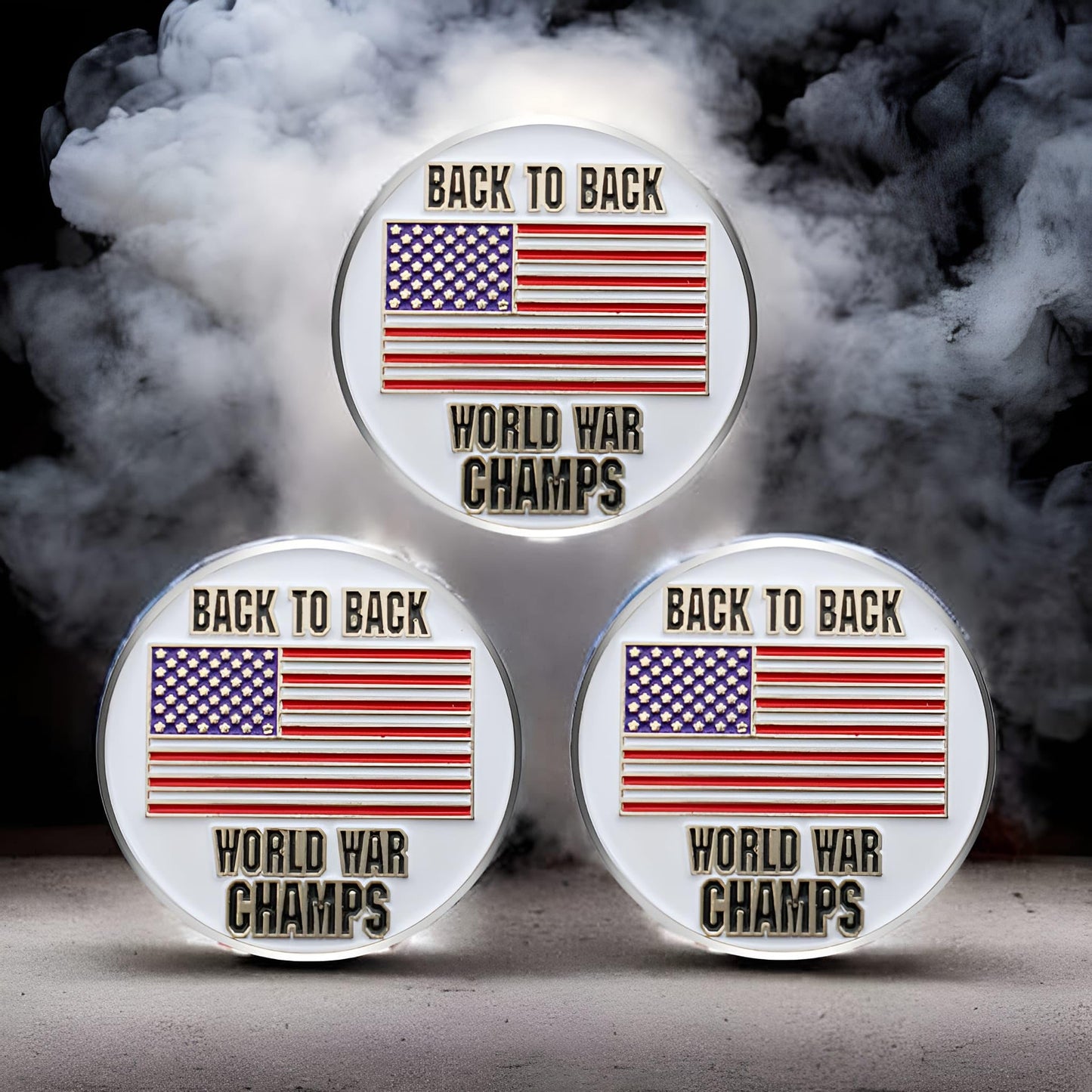 HODL 21 Back to Back World War Champs - Golf Ball Marker - Value Pack of 3 American Flag Golf Ball Markers - Magnetic Novelty America Golf Ball Markers - USA Golf Ball Markers - Lot of 3