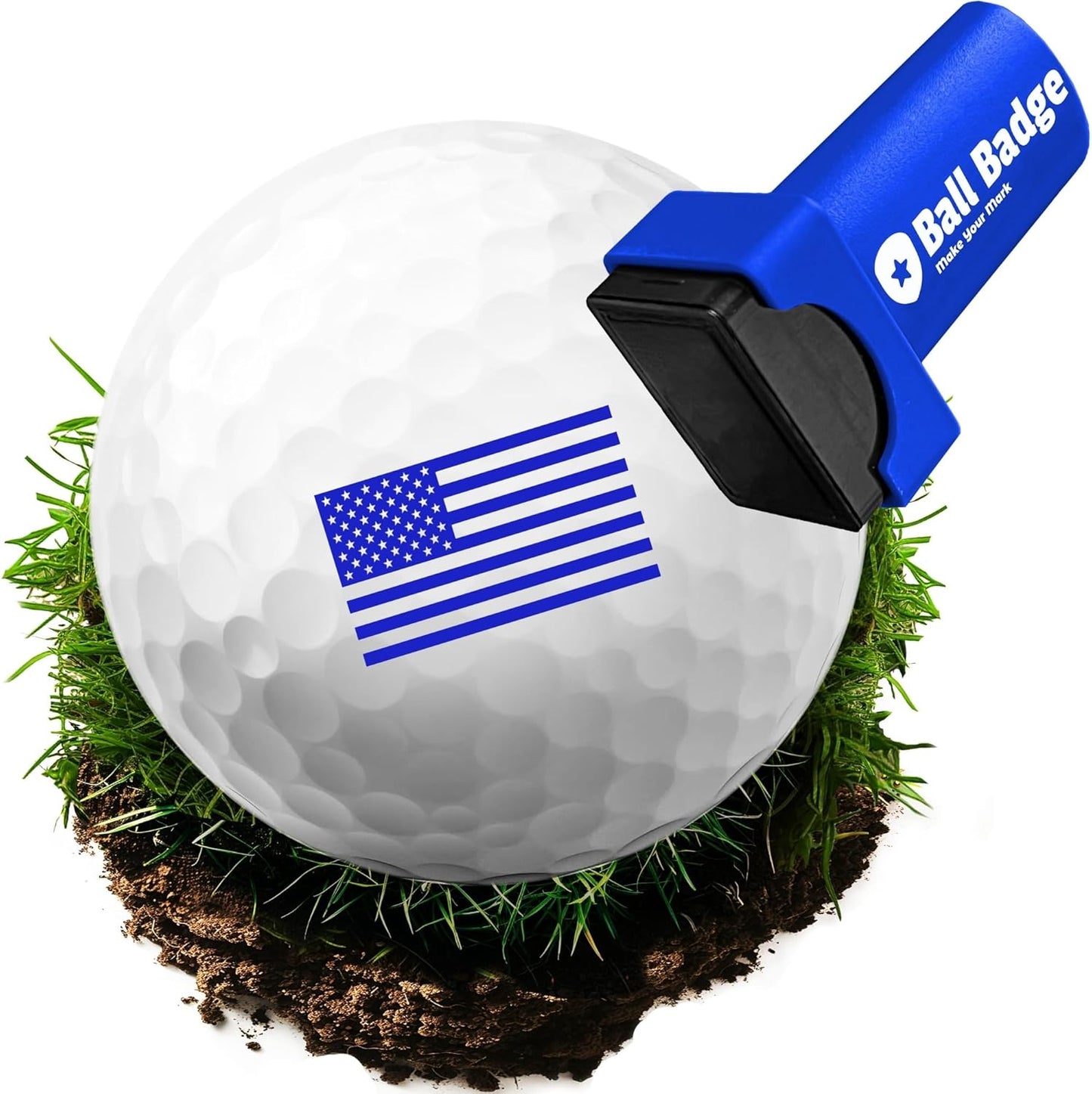 Ball Badge - Golf Ball Stamp, Self-Inking Golf Ball Stamper, Golf Ball Marker, Reusable Golf Ball Marking Tool to Identify Golf Balls, Reusable Ink Stamp for Golf Balls - America Series