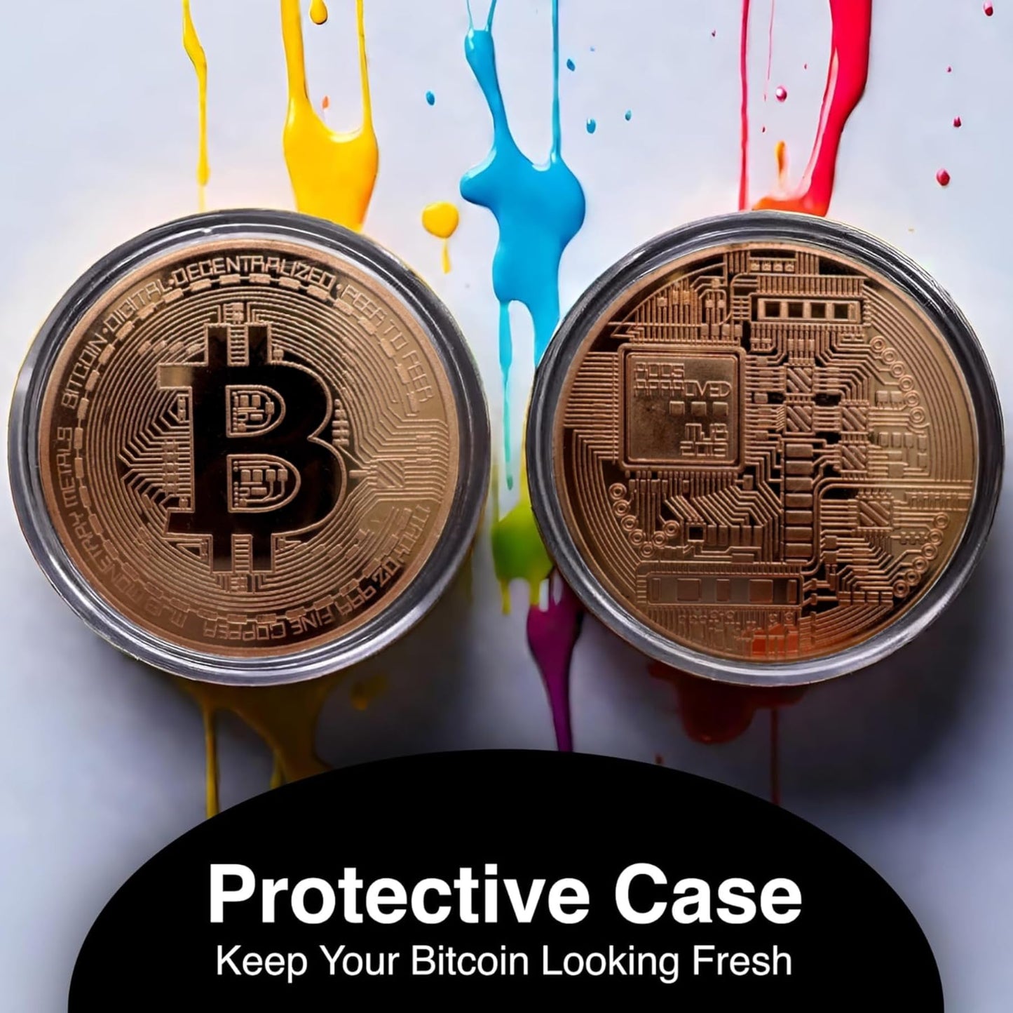 Collector's Edition Bitcoin Coin - Commemorative Cryptocurrency Collectible in Protective Acrylic Display Case - Perfect for Crypto Enthusiasts, Coin Collectors, and Gifts