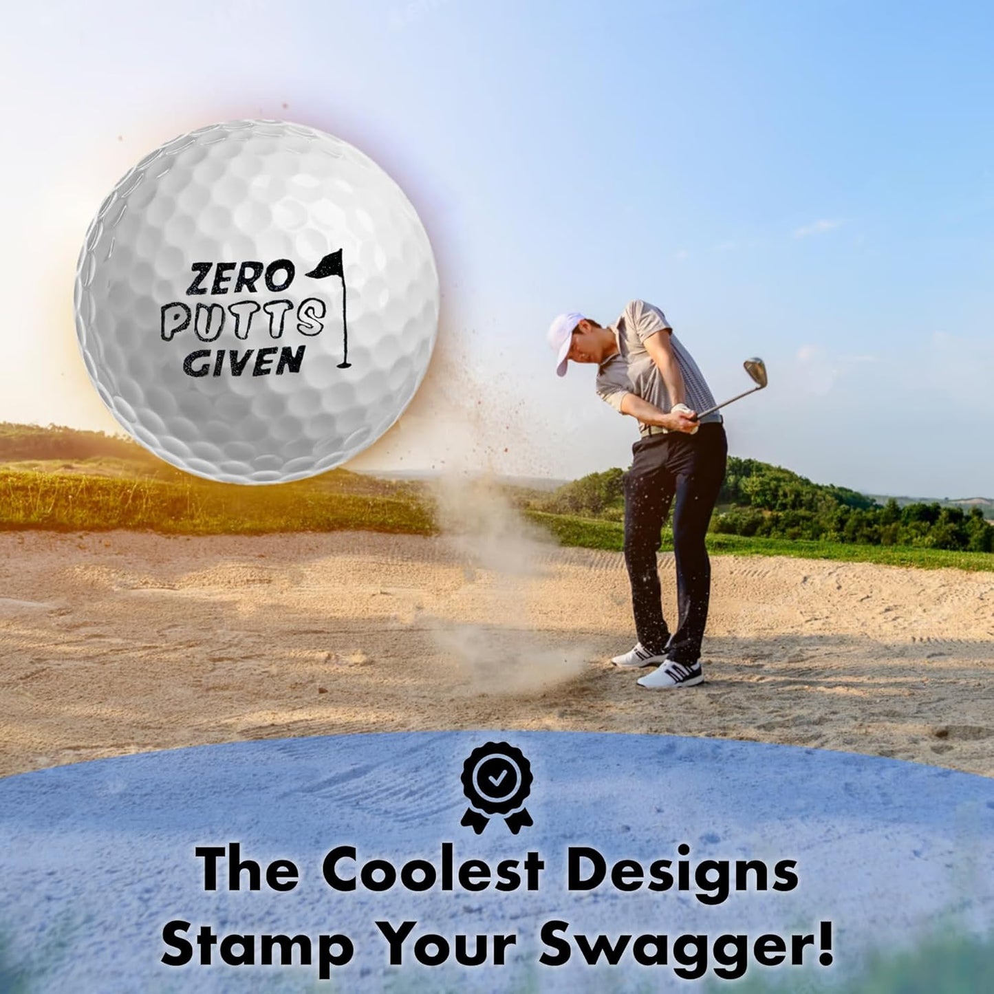 Ball Badge - Golf Ball Stamp, Self-Inking Golf Ball Stamper, Golf Ball Marker, Reusable Golf Ball Marking Tool to Identify Golf Balls - Funny Series