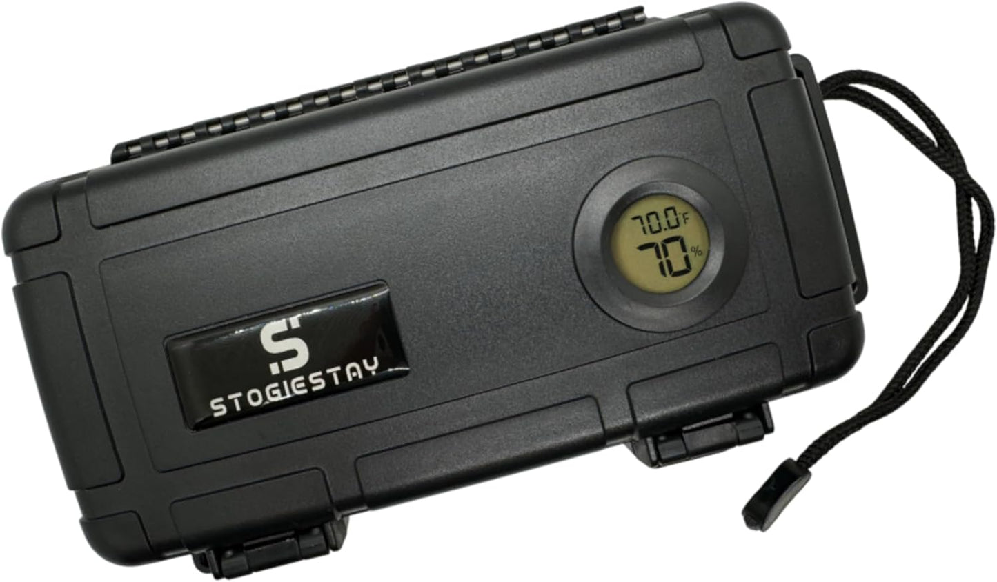 StogieStay Travel Cigar Humidor with Digital Hygrometer – 5 Count | Portable Case, Airtight Waterproof Storage Humidor