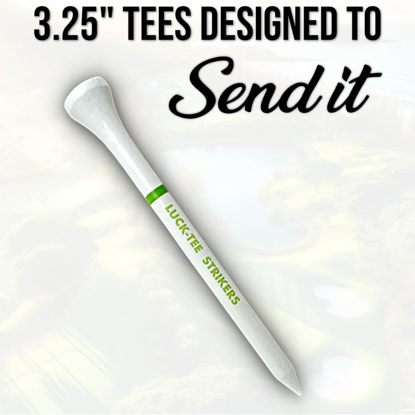 Luck-Tee Strikers Premium Bamboo Golf Tees | Pack of 18 Eco-Friendly 3.25-Inch Tees in Unique Style Packaging