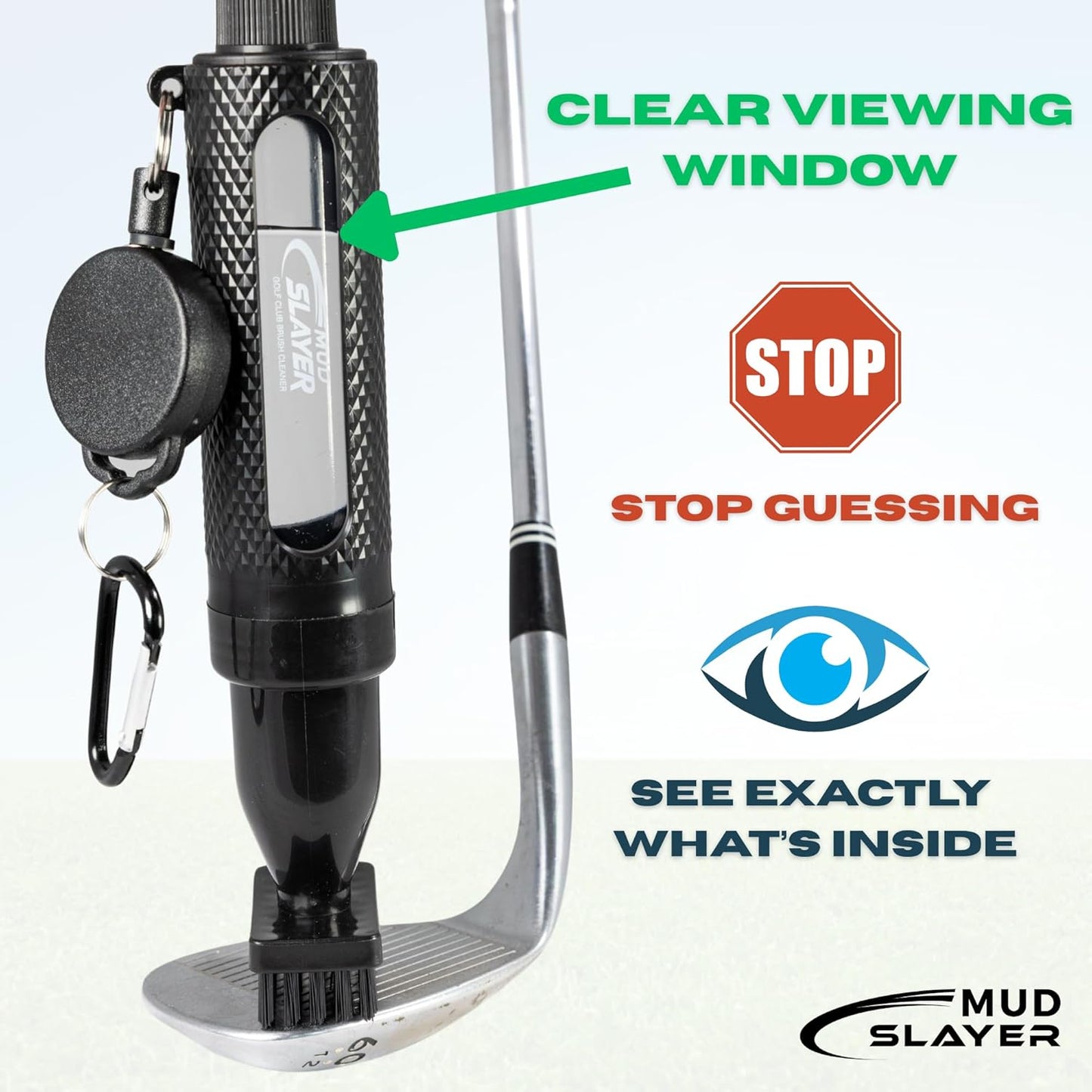 HODL 21 Mud Slayer Golf Club Cleaning Brush with Fine Mist Spray, Leak-Proof Viewing Window & Retractable Clip – Dual Bristle Head, Ergonomic Handle – Must-Have Golf Accessories for Men & Women
