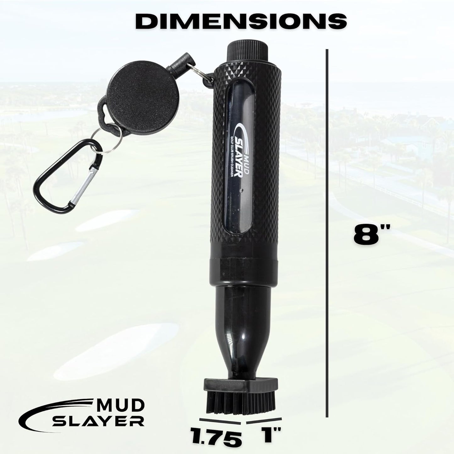 HODL 21 Mud Slayer Golf Club Cleaning Brush with Fine Mist Spray, Leak-Proof Viewing Window & Retractable Clip – Dual Bristle Head, Ergonomic Handle – Must-Have Golf Accessories for Men & Women
